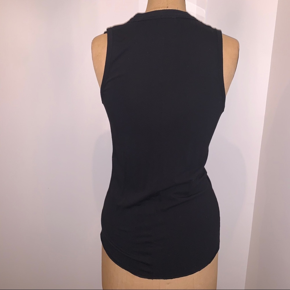 BCBG Black Button up Ruffle Top M - Picture 4 of 5